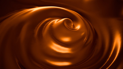 Sweet, delicious, caramel, chocolate background. 3d illustration