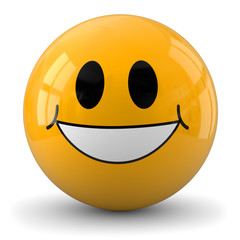 3d Smiley mit grinsen im Gesicht.