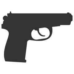Pistol handgun silhouette security and military weapon. Metal pistol gun. Criminal and police firearm vector illustration.