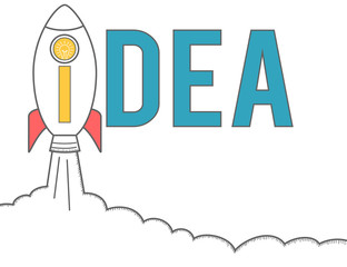 Idea launch concept with rocket