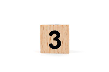 Wooden block Number tree on white background