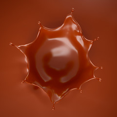 Tasty, sweet chocolate background with a splash, 3d illustration