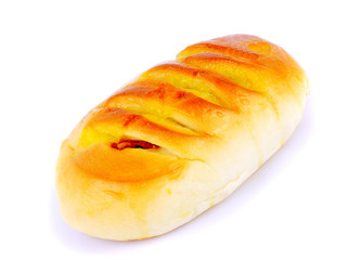 bread bun with pork on white background