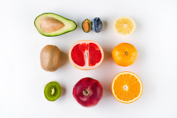 Top view image of a healthy eating with fresh fruits