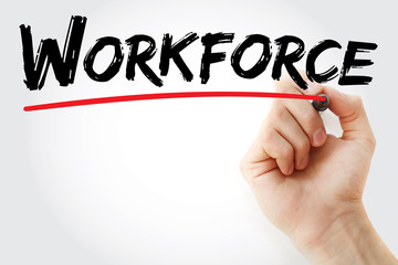 Hand writing Workforce with marker, concept background