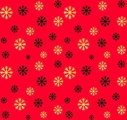 Seamless Christmas and New Year pattern.Vector abstract background with golden, black snowflakes.