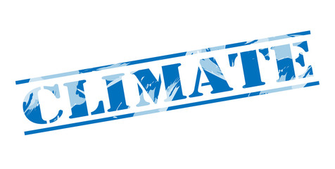 climate blue stamp on white background