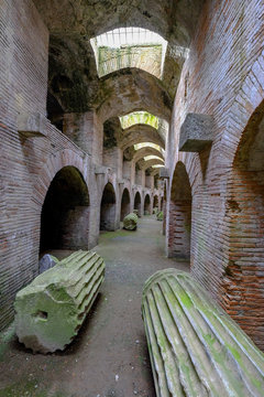 The Underground of the Flavian Amphitheater, the third largest Roman amphitheater in Italy, Pozzuoli, Naples, Campania