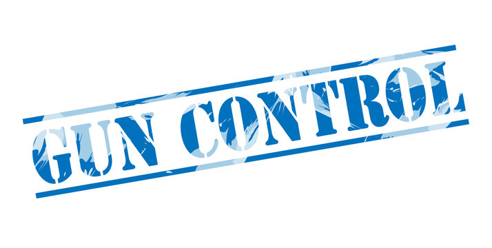 gun control blue stamp on white background