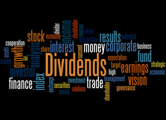 Dividends, word cloud concept