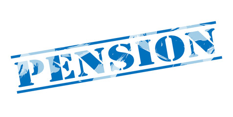 pension blue stamp on white background