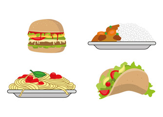Set of international foods - illustrated