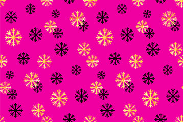 Seamless Christmas and New Year pattern.Vector abstract background with golden, black snowflakes.