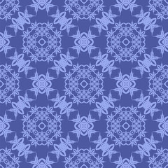 Blue Ornamental Seamless Line Pattern. Endless Texture. Oriental Geometric Ornament
