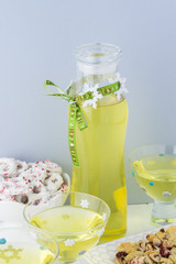 Homemade alcohol drink limoncello.