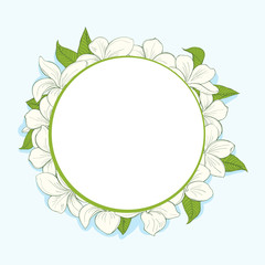 Circle frame with plumeria flowers