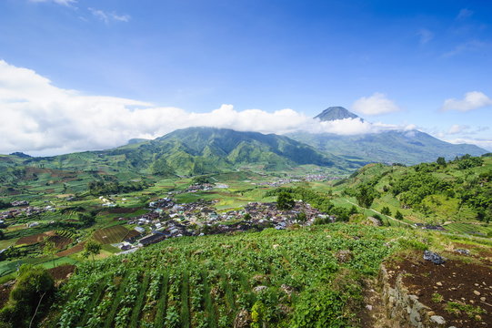 View over the Dieng Plateau, Java, Indonesia