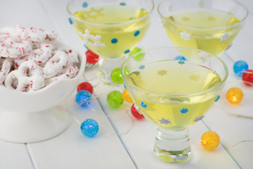 Homemade alcohol drink limoncello.