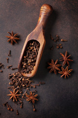Mulled wine ingredients spices. Anise, cardamom