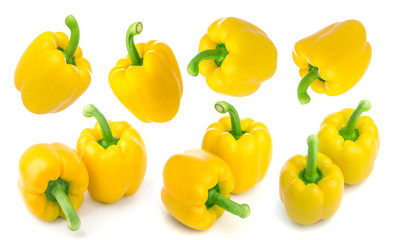 Yellow pepper isolated on white background, with clipping path