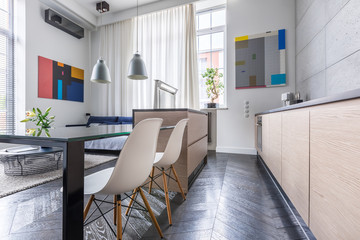 Contemporary kitchen with table
