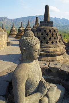 Borobudur, Buddhist archaeological site dating from the 9th century, Java, Indonesia