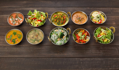 Vegan and vegetarian indian cuisine hot spicy dishes