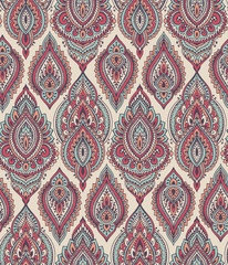 Vector seamless pattern with henna mehndi floral elements.