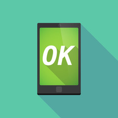 Long shadow smart phone with    the text OK