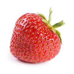 Fresh strawberries were placed on a white background