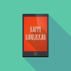 Long shadow smart phone with    the text HAPPY HANUKKAH