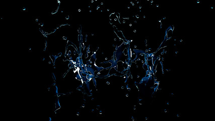 Fototapeta na wymiar Beautiful splash of water isolated on a black background. 3d ill