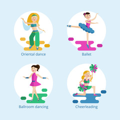 Fototapeta premium Types of dance styles for girls.