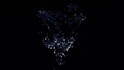 Beautiful splash of water isolated on a black background. 3d ill
