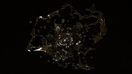 Beautiful splash of water isolated on a black background. 3d ill