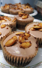 Chocolate Pumpkin Seed Cupcake Muffins With Hazelnut Chocolate Marshmallow Frosting Icing