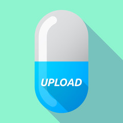 Long shadow medical pill with    the text UPLOAD