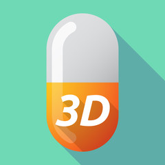 Long shadow medical pill with    the text 3D