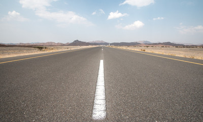 An empty road in Omani country side.