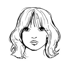 Young woman. Hairstyle. Sketch.