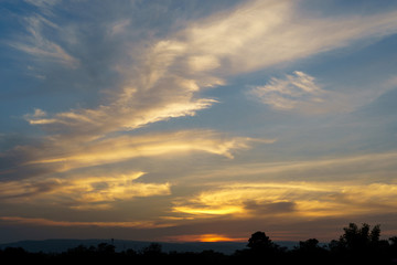 Dramatic cloudy sky in twilight time