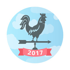 Vector illustration. Weathercock for indicates the direction.