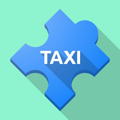 Long shadow puzzle piece with    the text TAXI