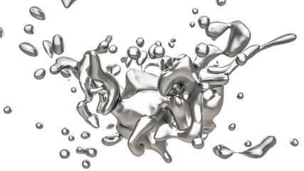 Fototapeta premium Isolated splash of molten metal on a white background.