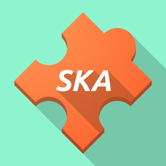 Long shadow puzzle piece with    the text SKA