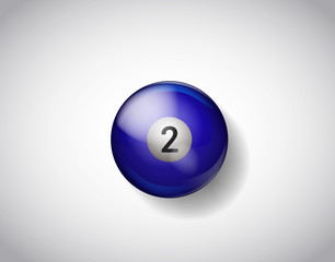 Two blue ball pool. Vector illustration billiards isolated. 2 Ba