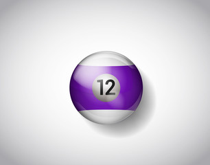 Twelve purple ball pool. Vector illustration billiards isolated.