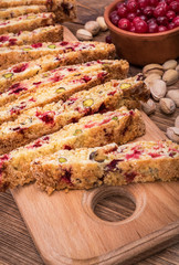 Biscotti with pistachios and cranberries.