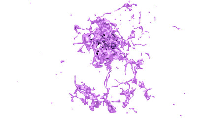 Isolated splash of purple paint on a white background. 3d illust