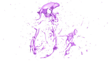 Fototapeta na wymiar Isolated splash of purple paint on a white background. 3d illust